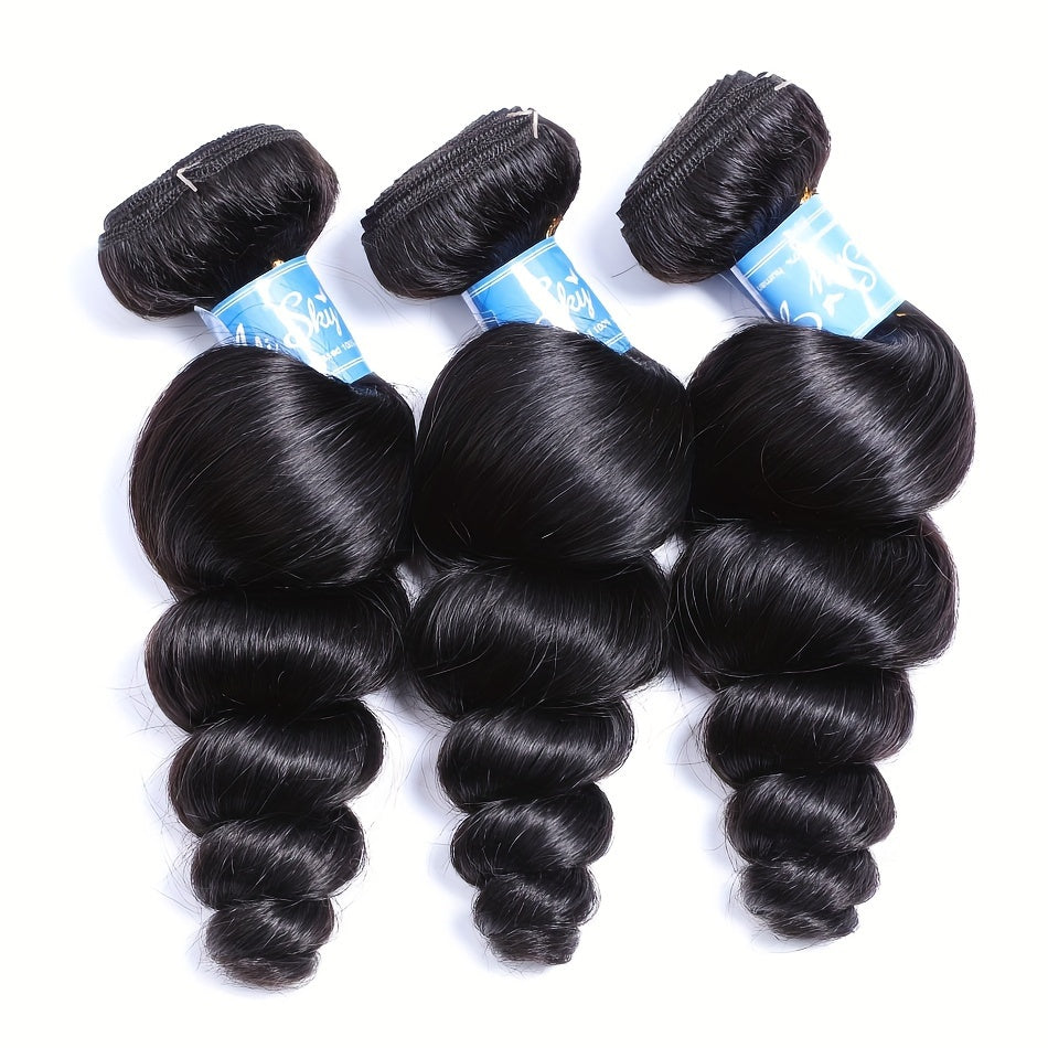 Loose Wave Human Hair Bundles With 4x4 Lace Closure 12A Peruvian Virgin 100% Unprocessed Loose Deep Wavy 4 Bundles 4x4 Lace Closure Natural Black Weave Extensions Transparent HD Ocean Wave